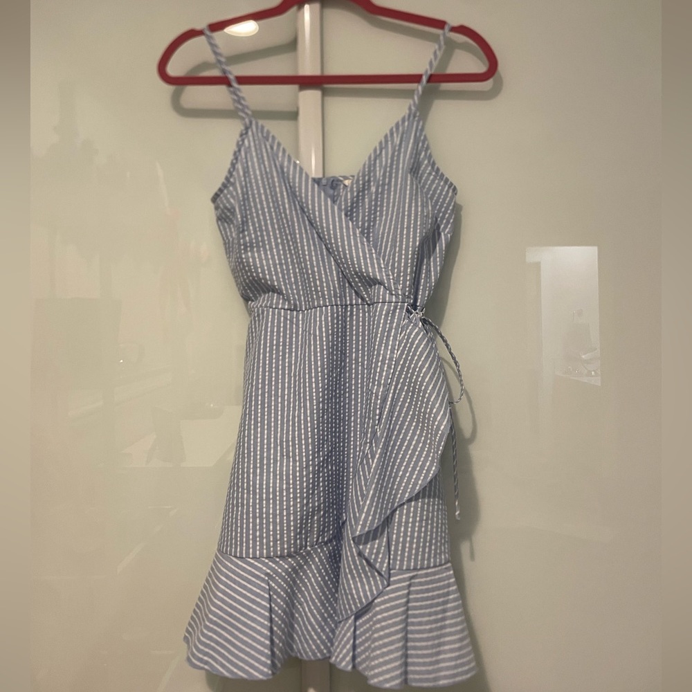 white and blue striped dress from macys